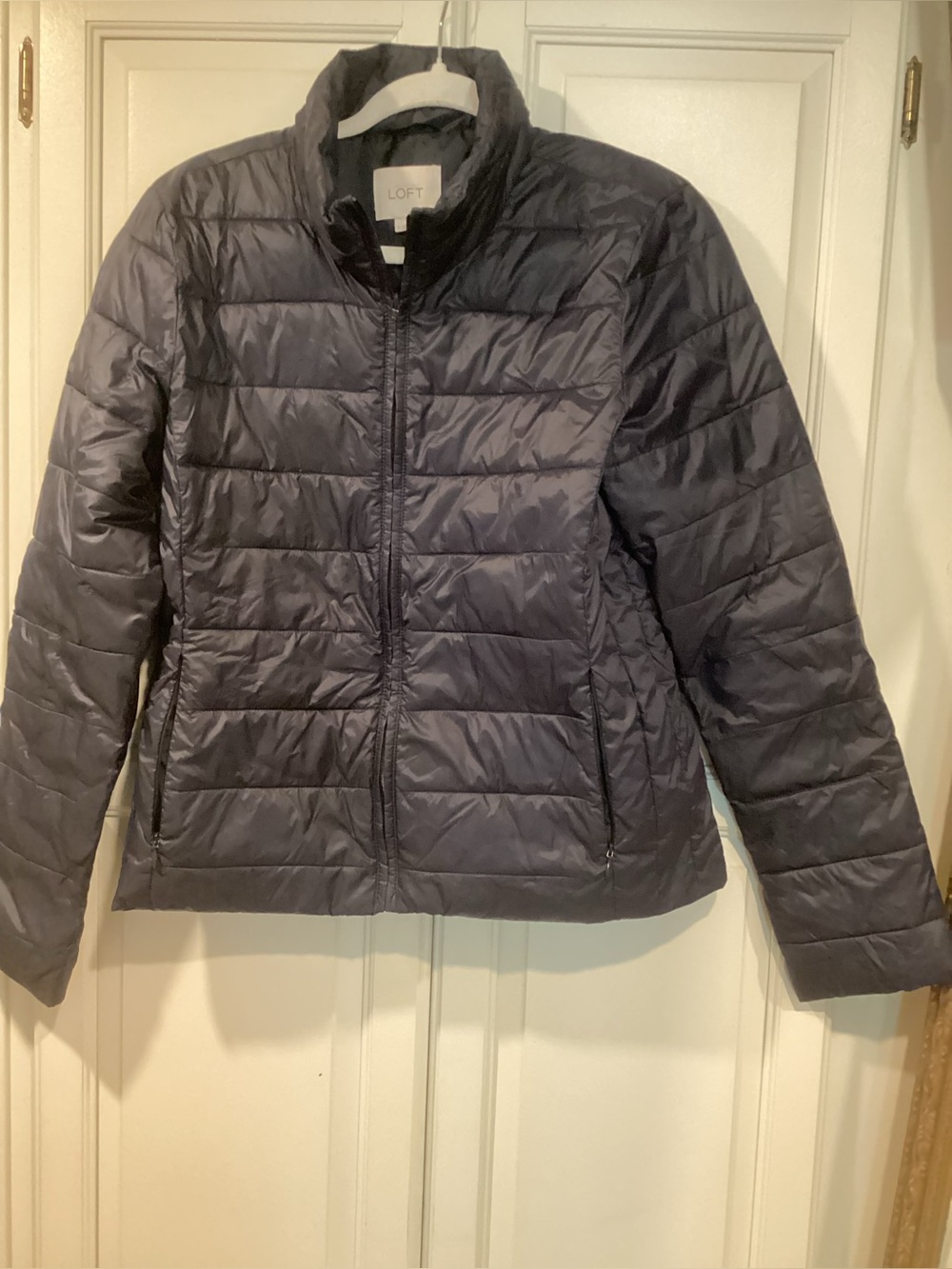 LOFT Packable Quilted Jacket in Navy.